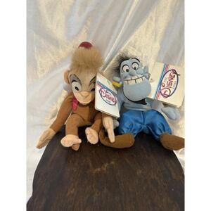 Disney Store Mini Bean Bag Plushes Lot of 2 Abu Monkey Genie from Aladdin Movie